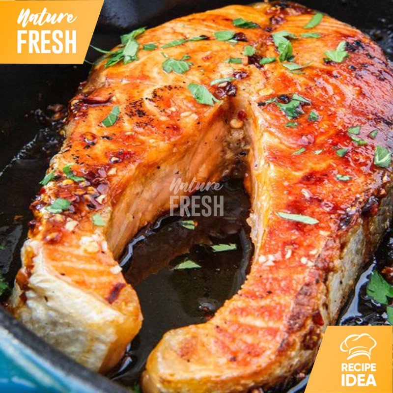 Ikan Salmon Steak Beku Frozen 200gr Kualitas Premium - Ikan Salmon Atlantik Norwegian Steak