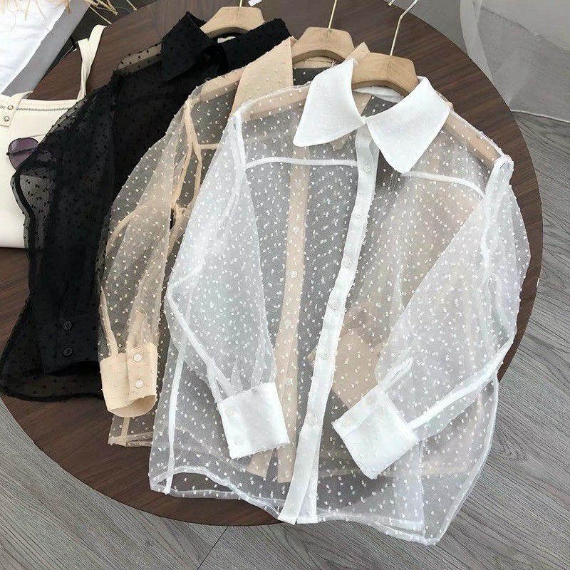 AMORA TOP BAHAN DOT TILE ORGANZA  ATASAN WANITA outer TRANSPARAN