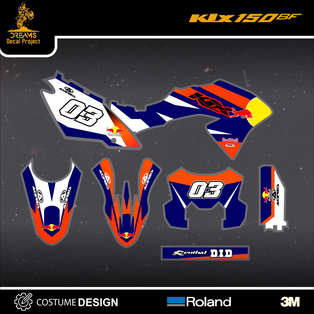 Decal KLX 150 BF Blue Orange