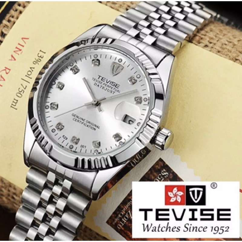 Jam Tangan Tevise Datejust Silver Strap Jubilee President Automatic Watch