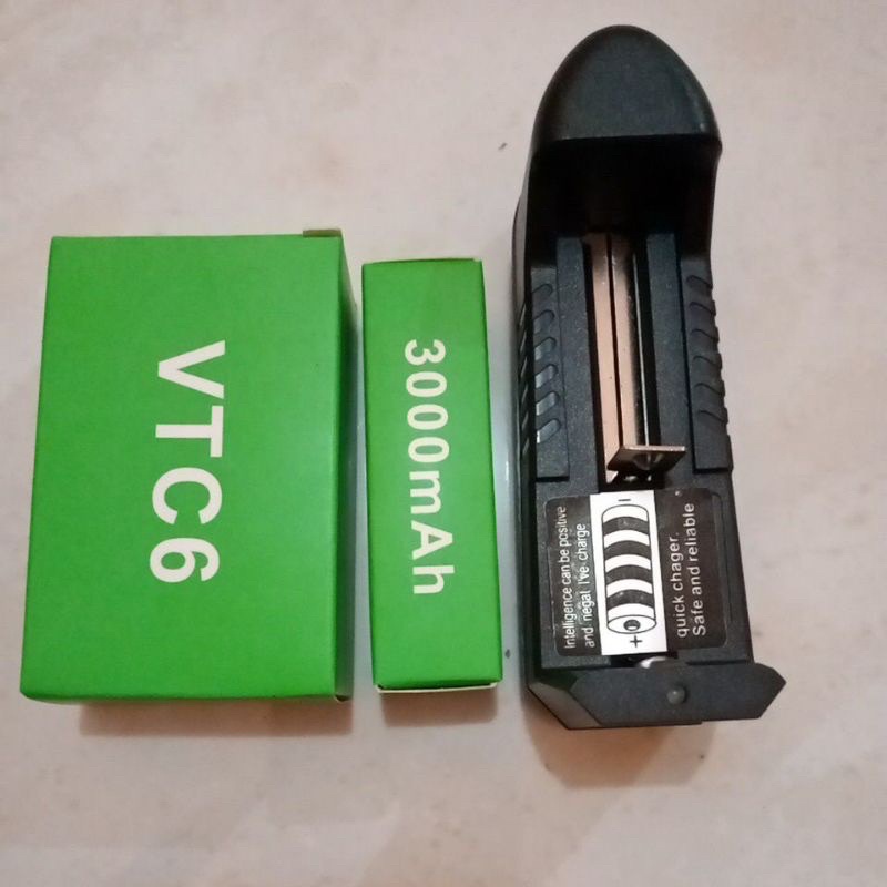 PAKET CHARGER 1 Slot Dan Batre VTC 6 1 pcs