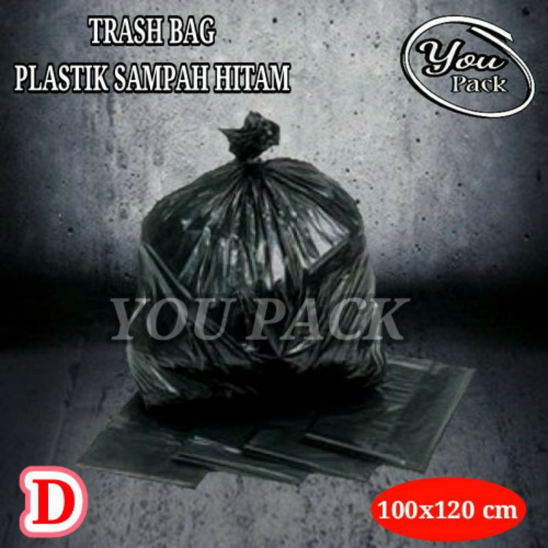 TRASH BAG KANTONG PLASTIK SAMPAH KRESEK HITAM D JUMBO HD PE 100X120 CM