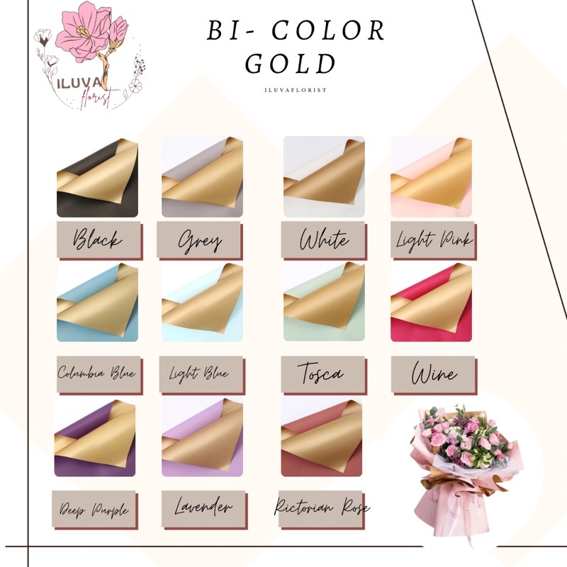 

Kertas Wrapping Bunga/Buket Cellophane - Bicolor Gold