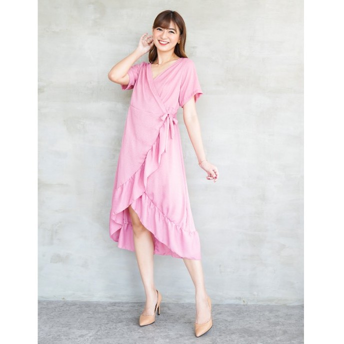 Kimono Crinkle Dress Casual Dres Wanita