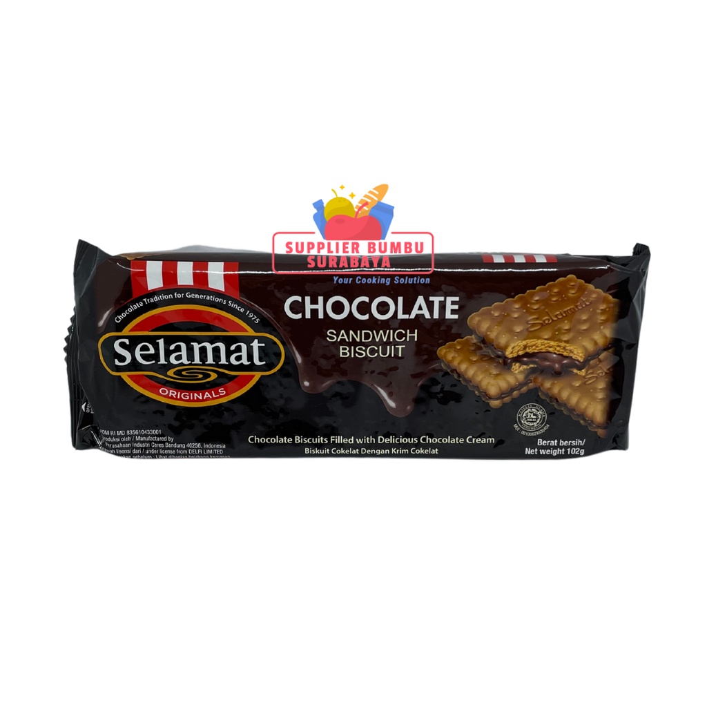 Selamat Biscuit Chocolate Sandwich Biskuit Coklat Black Vanilla Golden Choco 102g