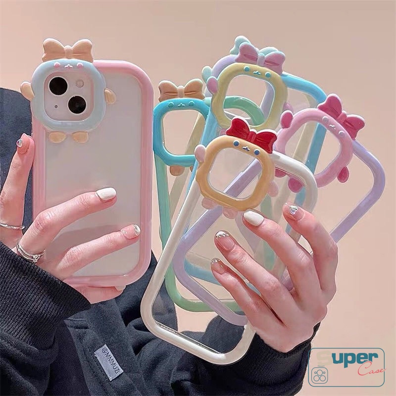 Case Warna Macaron Aksen Pita Untuk Oppo A15 A17 A17K A57 2022 A96 A76 A36 A16 A15s A54 A9 A5 2020 A16 A35 A11 A31