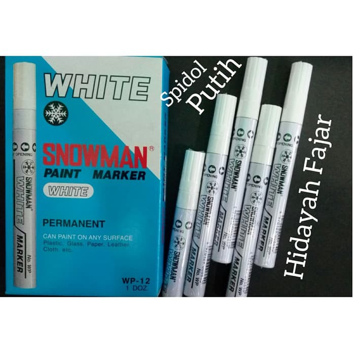 

Jual SNOWMAN PAINT MARKER WHITE SPIDOL PERMANENT WHITE Berkualitas