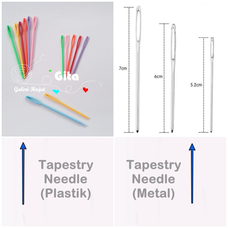 (2pcs&amp;3pcs) Jarum Tapestry Tapestry Needle/Jarum Tapestry Plastik + Metal