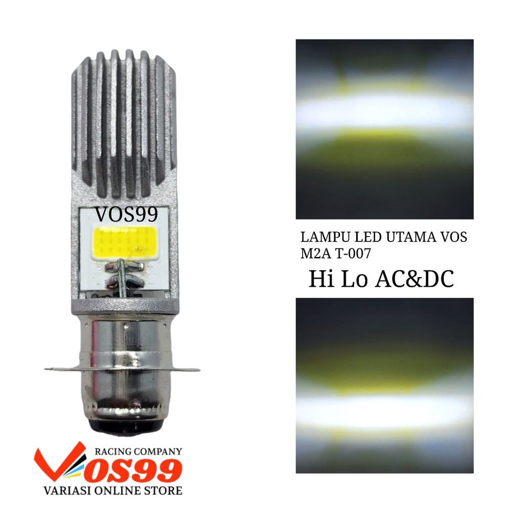 LAMPU LED UTAMA VOS M2A T-007 HI LO AC&amp;DC BISA UNTUK MATIC DAN BEBEK LAMPU LED DEPAN MOTOR 2 SISI SOKET H6 UNIVERSAL