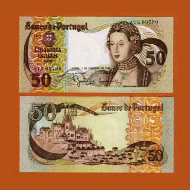 UANG PORTUGAL 50 ESCUDOS 1980 UNC IFANTA D MARIA