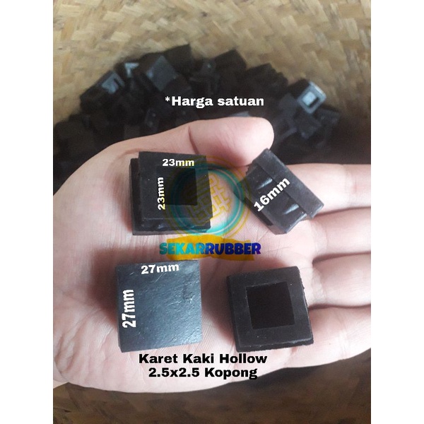 Karet Kaki Hollow 25x25 Kopong Tutup Kaki Meja Kursi Rak Besi Baja Ringan