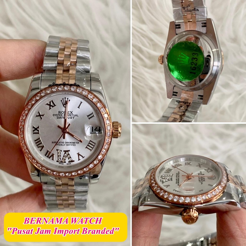 Bayar Di Tempat Jam Mewah Rolex Rose Datejust 31mm Tanggal Solid Stainless Spesial Kaca Safir