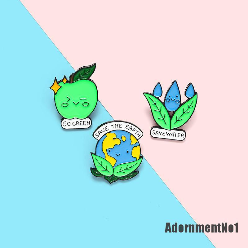 (Adornmentno1) Bros / Pin Enamel Motif Tulisan Save The Earth Untuk Aksesoris Pakaian / Tas