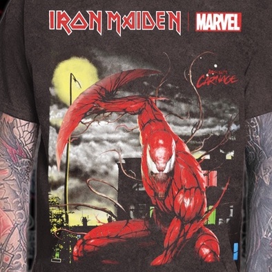 Kaos Band Metal Iron Maiden Marvel | Oversized T-Shirt Vintage Wash Band Metal Iron Maiden Marvel