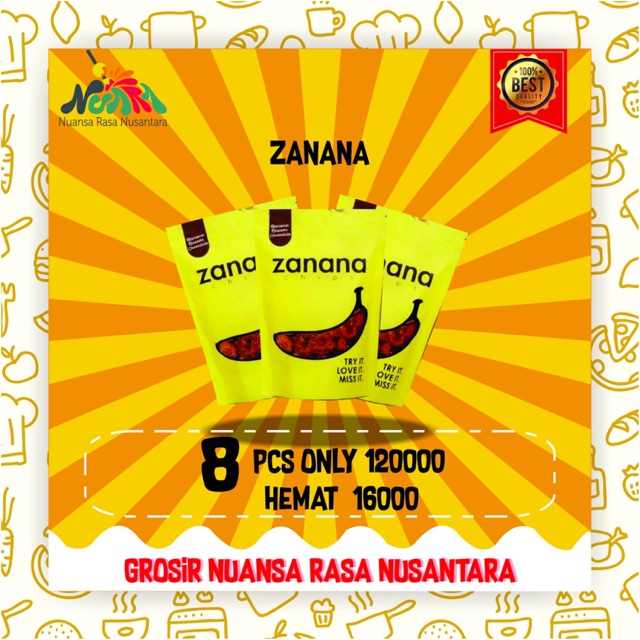 

[ PAKET GROSIR 8 PCS TERMURAH ] ZANANA Chips - Keripik Pisang Aneka Rasa Khas Bandung Cimahi Manis