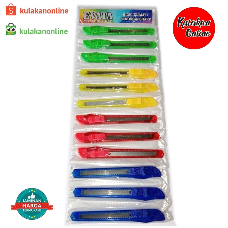 

Cutter Kecil / Pisau Cutter Kecil EVATA 1 Renceng isi 12 Pcs