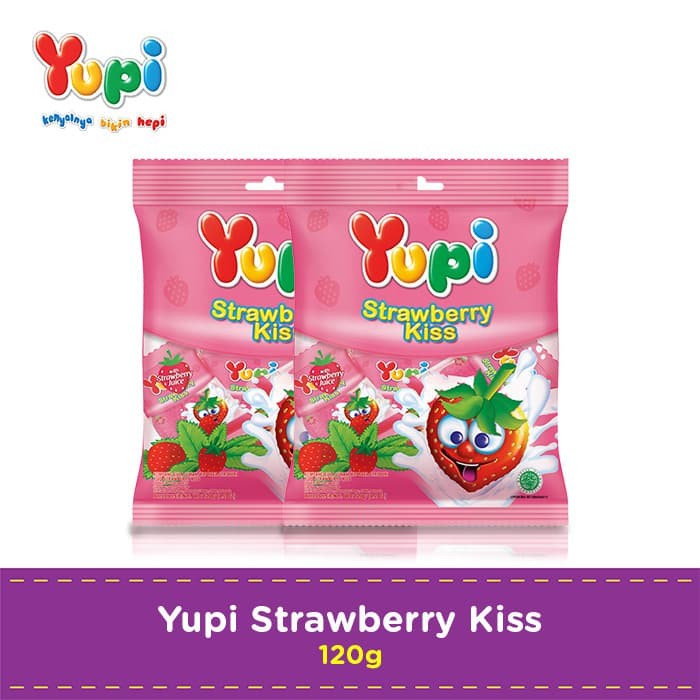 

Permen Yupi Strawberry Love 120gr