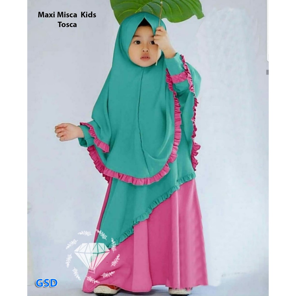 maxi misca/terusan dress gamis syari anak/maxi dress hijab anak/baju muslim anak/pakaian muslim anak