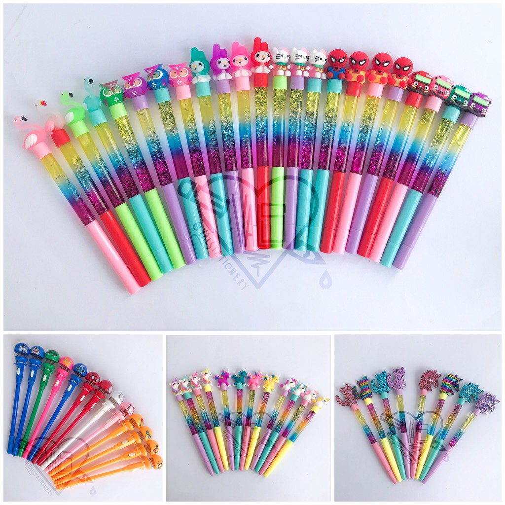 

Pulpen Gel Glitter Air / Spring Per Lampu Karakter Unicorn / Hello Kitty / Doraemon