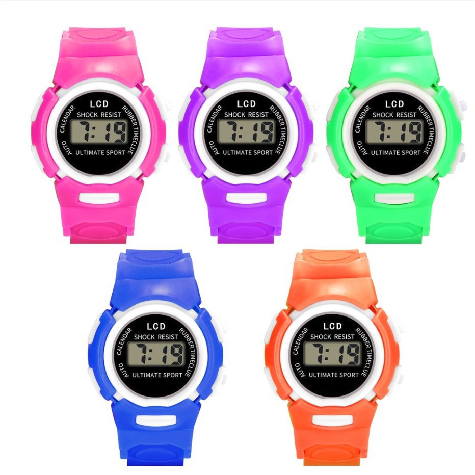 JAM TANGAN LCD DIGITAL JAM Tangan Wanita Elektronik Anak Anak JF020