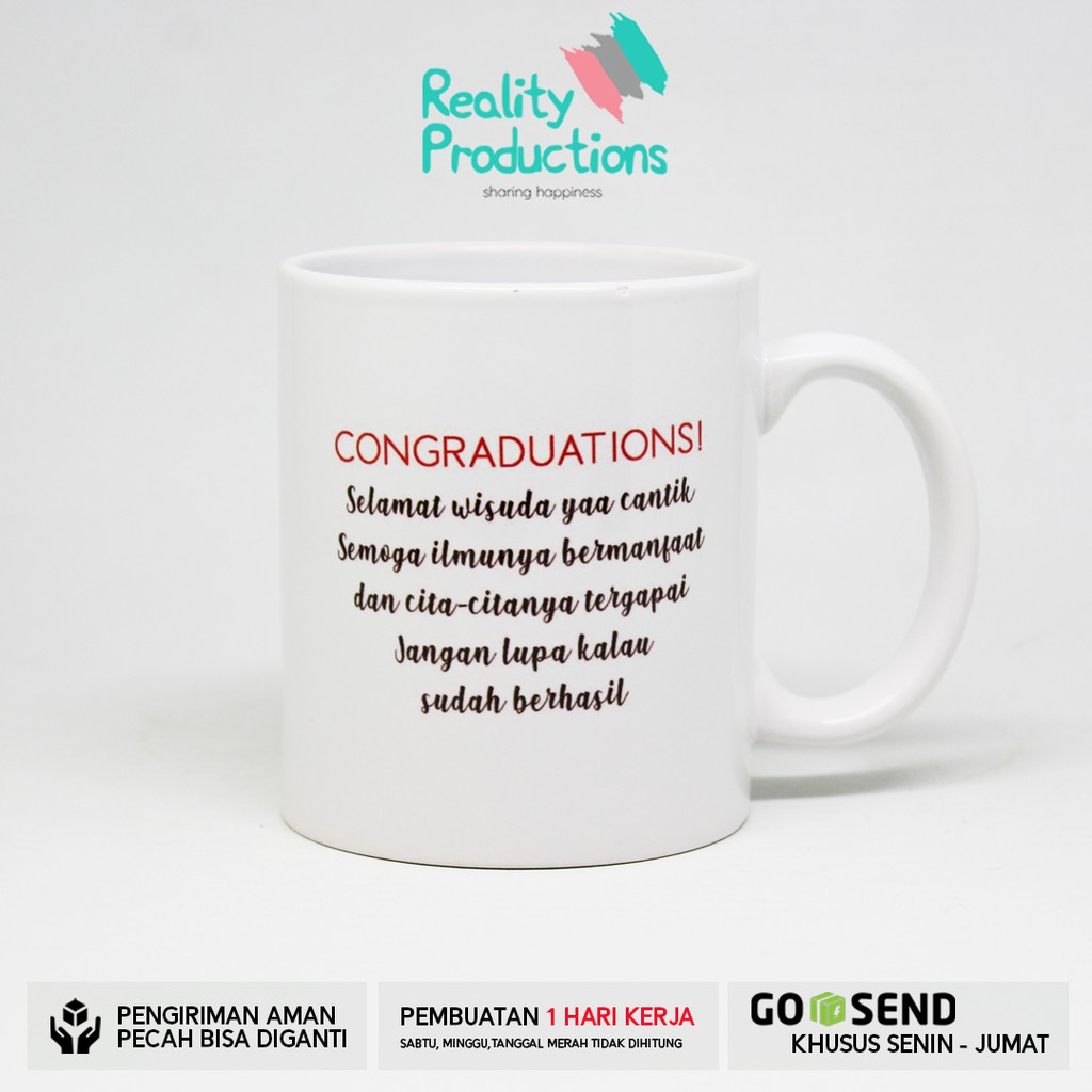 Kado Wisuda Mug Graduation GAMBAR Doodle Wanita Kebaya Hijab