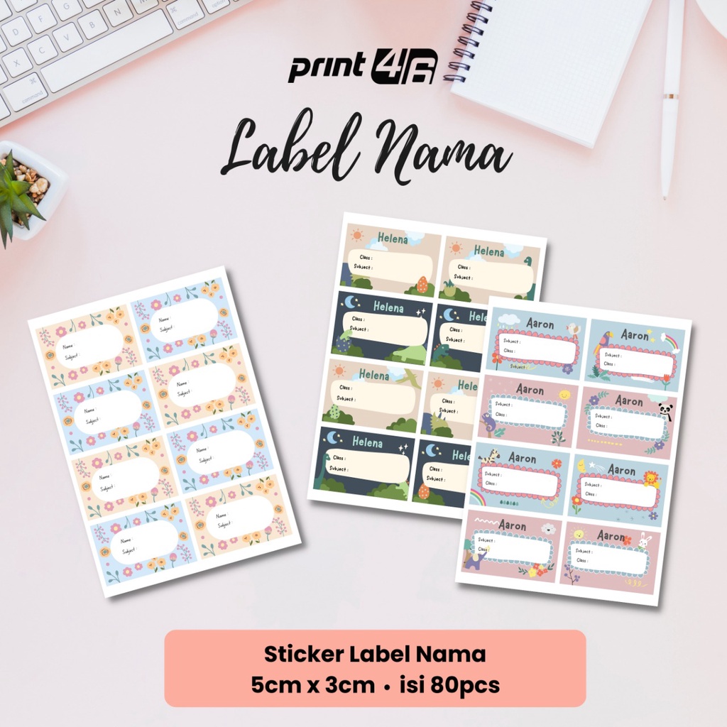 

[80 PCS] Stiker Label Nama Anak Sekolah Stiker Motif Custom Sticker