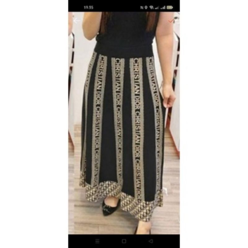Rok rajut panjang motif Christian Dior halus premium