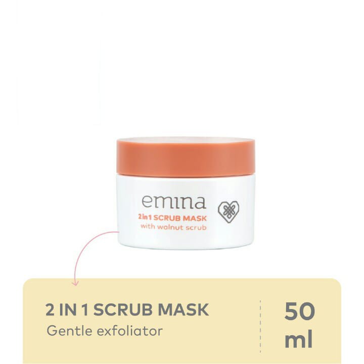 Emina 2 in 1 Scrub Mask 50 ml ~ ORIGINAL