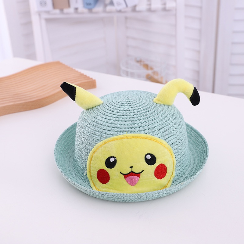 TOPI ANAK ANTI CORONA, FACE SHIELD ANAK, TOPI CORONA ANAK,  FACESHIELD TOPI ANAK, READY STOK!-PIKACHU HIJAU (M/L)