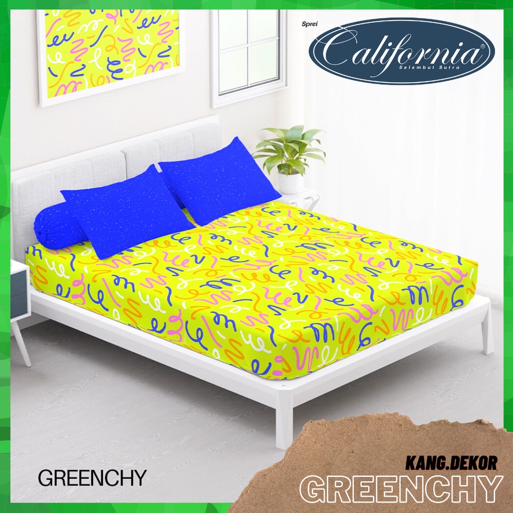 SPREI CALIFORNIA MOTIF GREENCHY QUEEN KING SINGLE SIZE 160X200 180X200 120X200 SPREI NO 1 2 3 MURAH 