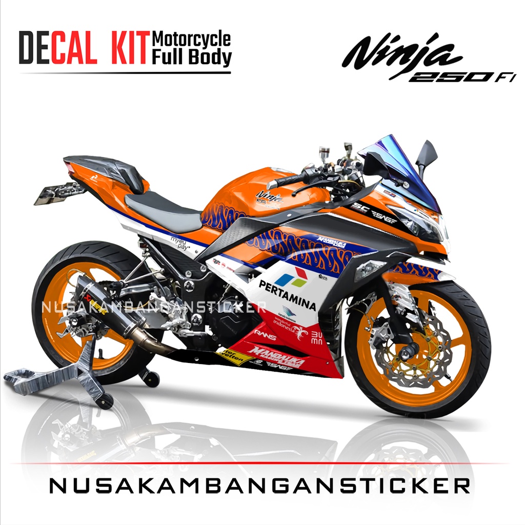 Stiker Ninja 250 Fi MANDALIKA RACING TEAM ORANGE