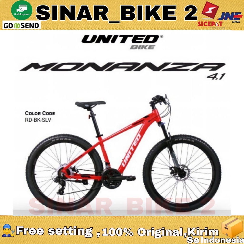 Sepeda Gunung MTB UNITED MONANZA 4.1 UK.27.5 Inch Alloy 3x8 Speed