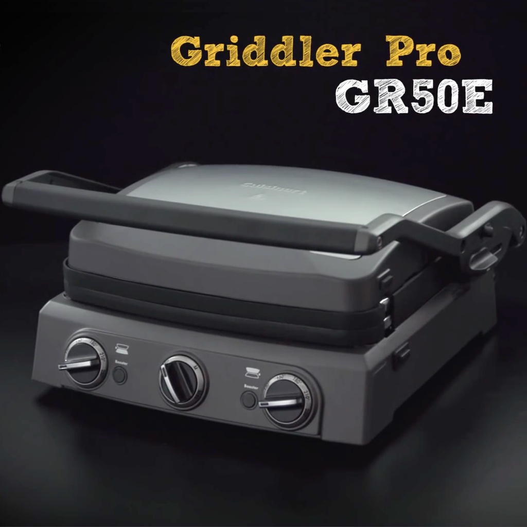 Cuisinart GR50E 1600W 5-in-1 Griddler Junior Multifunctional Griddle, BBQ Grill and Panini Press Bun