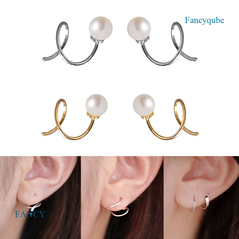Anting Stud Liontin Mutiara Putih Bahan Sterling Silver