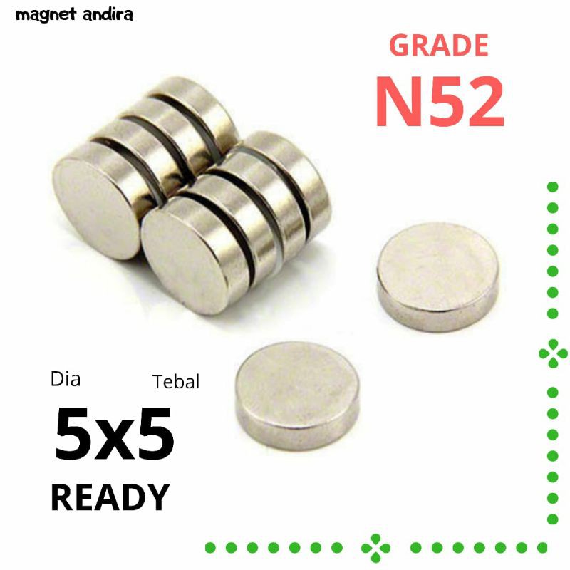 Selusin Magnet neodymium silinder 5x5mm