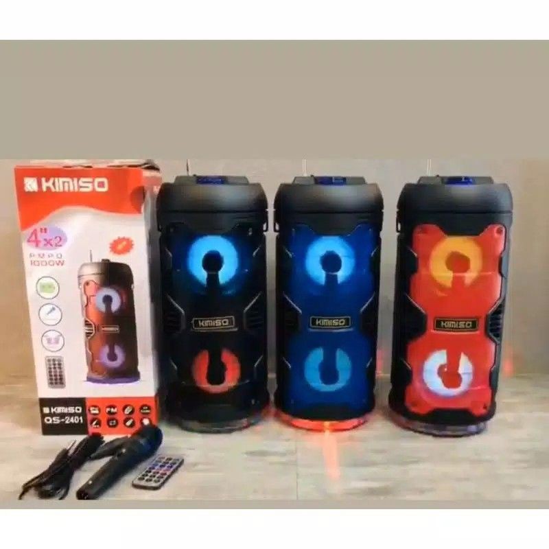 Speaker Bluetooth MP3 KIMISO QS-2401 Bonus Mic + Remote + Antena FM  Radio