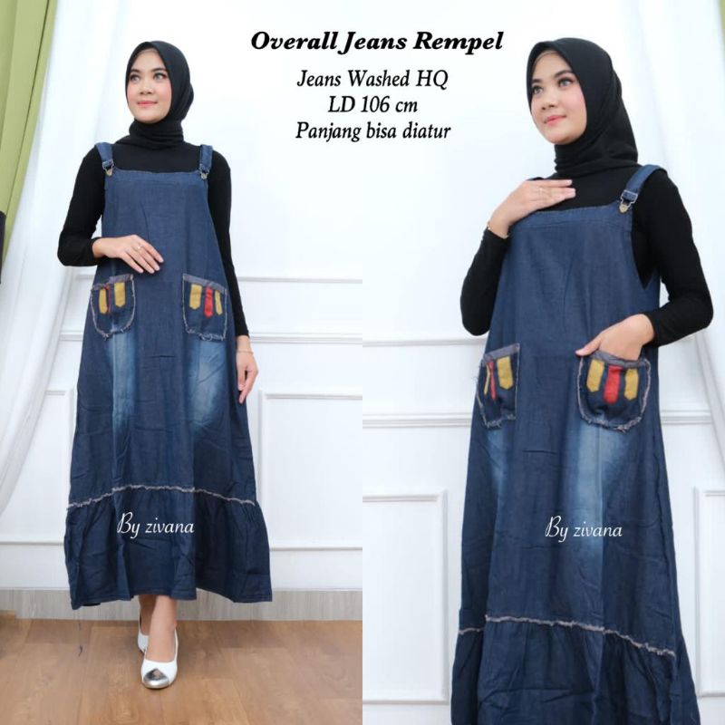 Overall jeans rempel bawah //JF852