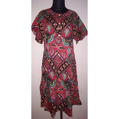 Daster Batik Batok Kencana Ungu Lable Biru