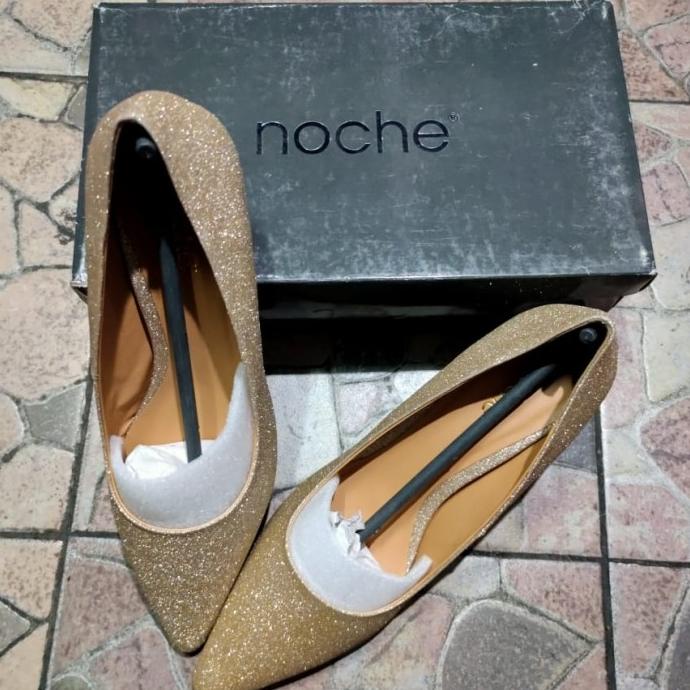 noche heels sepatu gold Termurah