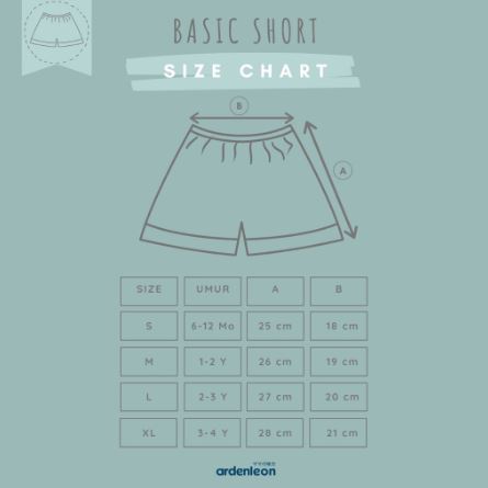 ARDENLEON Unisex BASIC SHORT - Celana Pendek Bayi Anak ( 6 Bulan - 4 Tahun ) - SNI