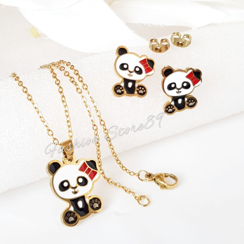 Kalung Set Anak Bahan Titanium Antikarat impor Kalung Anting Titanium Antikarat Fashion Anak