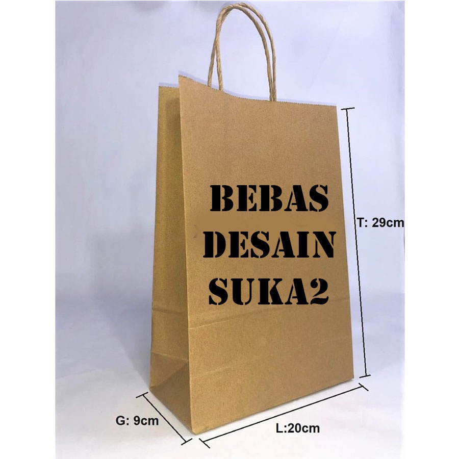 

(+custom) Paper Bag Coklat Polos Besar 20x9x29cm Paper Bag Kado Souvenir Packing Olshop Packaging Kraft Murah