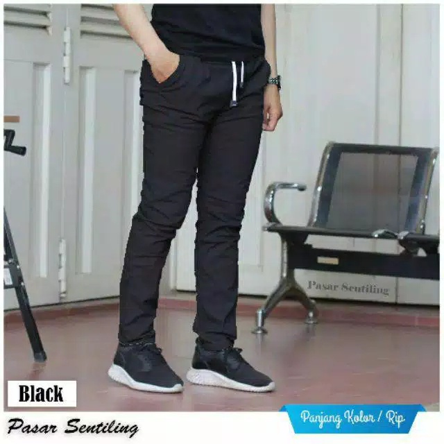 CELANA CHINO Panjang pria Slimfit KERJAHARIAN Santai Casual Formal Hitam Abu Cream Mocca Size 27-35