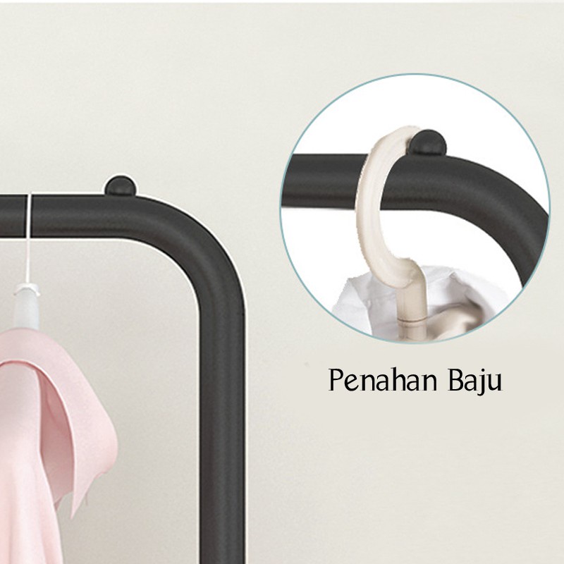 Stand Hanger Gawangan Rak Double Gantungan Baju Pakaian Portable Rak Jemuran