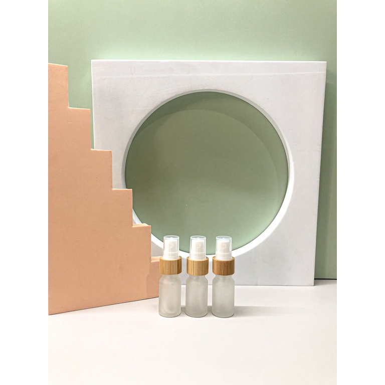 10ml Botol Spray Kaca Doff Frosted Tutup Wood Bambu Spray Mist Bottle Botol Essential Oil Aromathera