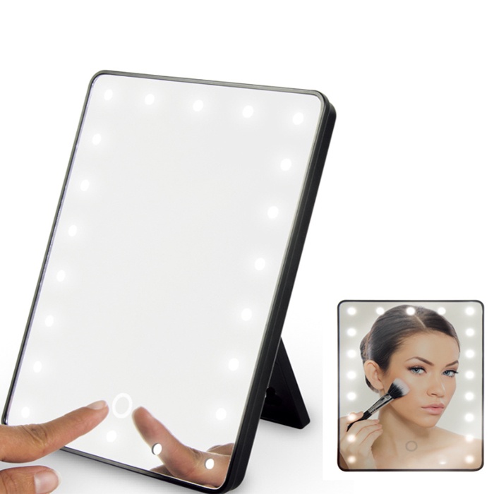 Cermin Portable Kaca Rias Meja Make Up LED Cas USB