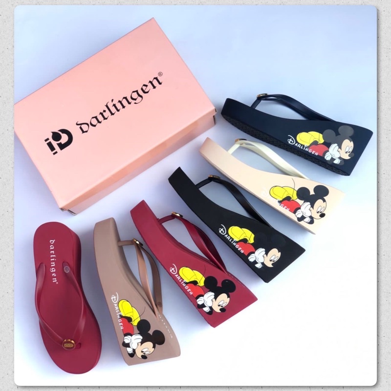 TERMURAH Sendal Darlingen Mickey Wedges YC-883 Import / Sandal jepit / Flip / Spons / Spon / Wedge W