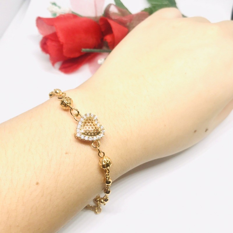 Gelang tangan plat motif permata gold silver wanita suping