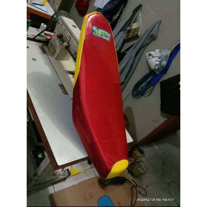 Jok slim Mio lama(karbu) bahan atom ori - Jok Mio soul karbu kulit karbon