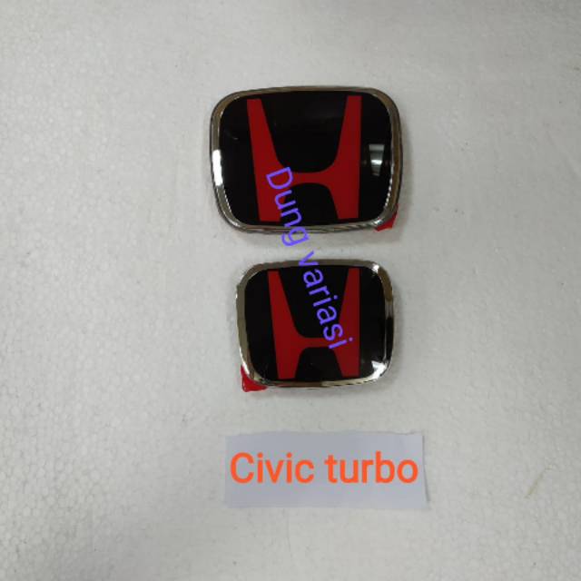 Emblem/ logo Honda hitam merah depan dan belakang Honda Civic Turbo ORI